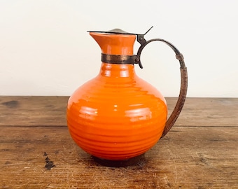 Vintage Bauer Pottery Ringware Coffee Pitcher or Carafe / 8 Cup Rattan Coffee Table Decor / Mid Century California Pottery Servingware