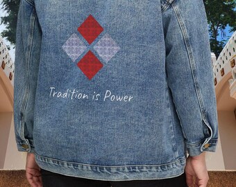 Hmong Tribal Denim Jacket: Boho Festival Outerwear