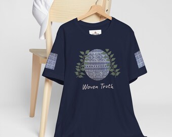 Indigo Hmong Woven Tee: Boho Ethnic Unisex Shirt