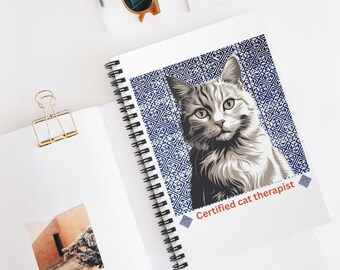 Indigo Hmong Cat Therapist Notebook: Tribal Spiral Journal