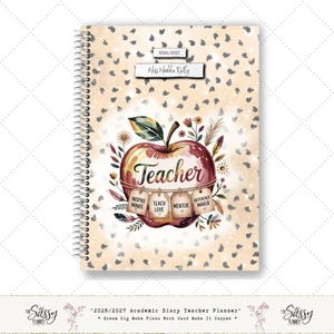 Personalised Teacher Planner, 2026/2027 Diary, Lesson Planner, Academic Planner, Week to View, Mid Year, Gift for teachers