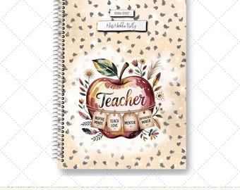 Personalised Teacher Planner, 2026/2027 Diary, Lesson Planner, Academic Planner, Week to View, Mid Year, Gift for teachers