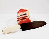 Wooden Cake Knife with Ebony Blade and Holly Handle. Makes an Excellent Wedding or Birthday Gift