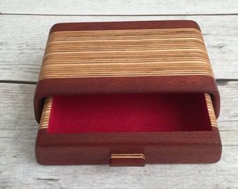 Wooden Tennessee Bandsaw Box/Jewelry Box/Keepsake Box in Bloodwood and Baltic Birch Plywood makes a great Mother's Day or Christmas Gift