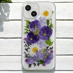 Custodia per telefono con fiori pressati, custodia per iPhone SE XR XS X 11 12 13 14 15 Pro Max, custodia per Samsung Galaxy S21 S22 S23 S24 Ultra, custodia per Google Pixel 7 8 9
