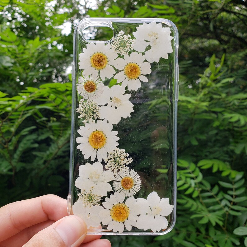 Handmade real dried pressed flower phone case iphone se 7 8 Etsy