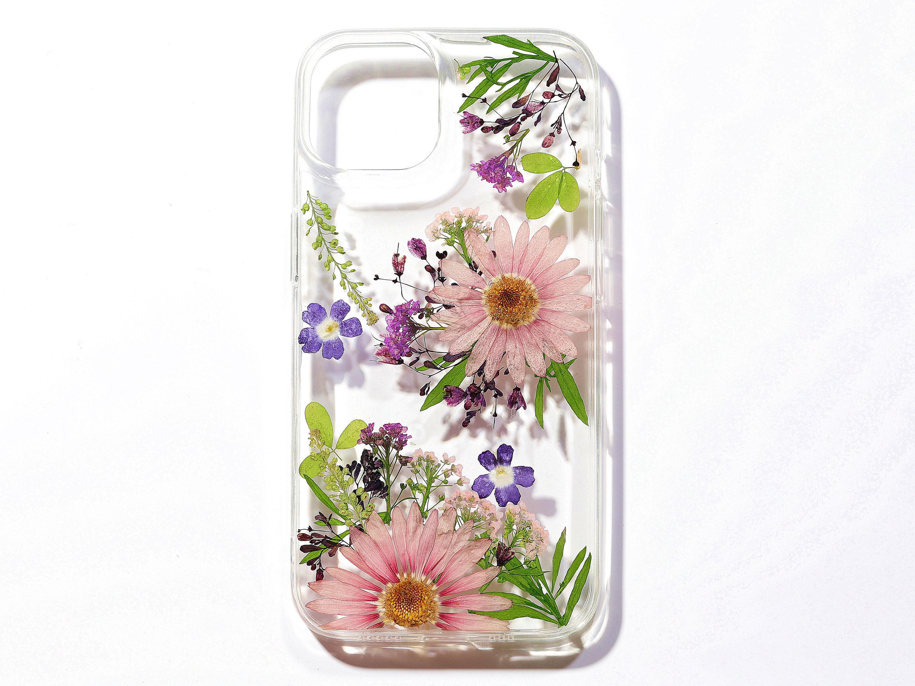 Handmade real dried pressed flower phone case, iphone se x xr xs 11 12 13 14 15 16 pro max case, samsung galaxy s20 s21 s22 s23 s24 s25 case