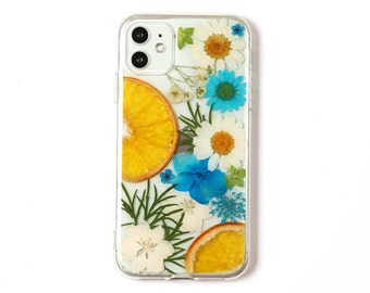 Pressed flower phone case, dried fruit iphone 11 12 13 14 15 pro max se 7 8 plus xs x xr case, samsung galaxy s23 s22 s21 s20 fe case