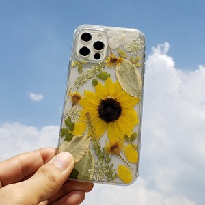 Pressed flower sunflower phone case, iPhone se 7 8 plus x xr xs 11 12 13 14 15 16 pro max case, samsung galaxy s25 s24 s23 s22 s21 s20case image 10
