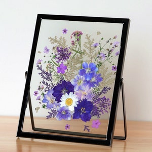 Pressed flower frame metal glass floating picture frame pressed flower art botanical dried flower frame natural herbarium frame 6x8 inches