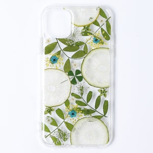 Pressed flower leaf lemon dried fruit phone case, iphone 15 pro max 14 13 12 11 xr xs x se 7 8 plus case, samsung s23 s22 s21 s20 fe case