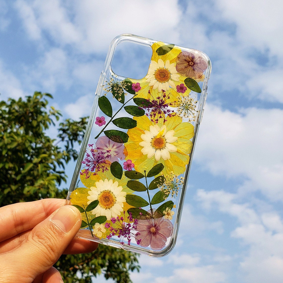 Handmade real dried pressed flower phone case iphone se 7 8 Etsy
