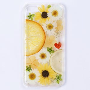 Pressed flower orange lemon clear phone case lg g7 thinq case lg g8 case lg g8x g6 lg v30 lg v40 case lg v50 lg v60 case lg stylo 4 5 6 case