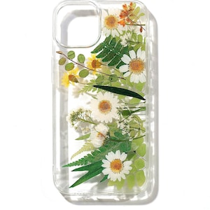 Daisy plant pressed flower phone case, iphone  16 15 pro max 14 plus 13 mini 12 11 se xr xs x case, samsung galaxy s25 s24 s23 s22 s21 case