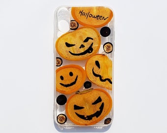 Halloween pressed fruit flower phone case, iphone se 7 8 plus x xr xs 11 12 13 14 15 pro max case, samsung galaxy s20 s21 fe s22 s23 case