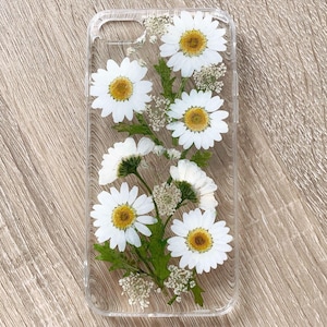 Pressed flower daisy leaf phone case, samsung galaxy s24 s23 s22 s21 s20 fe ultra s10 plus case, galaxy a55 a35 a54 a34 a53 a33 5g case