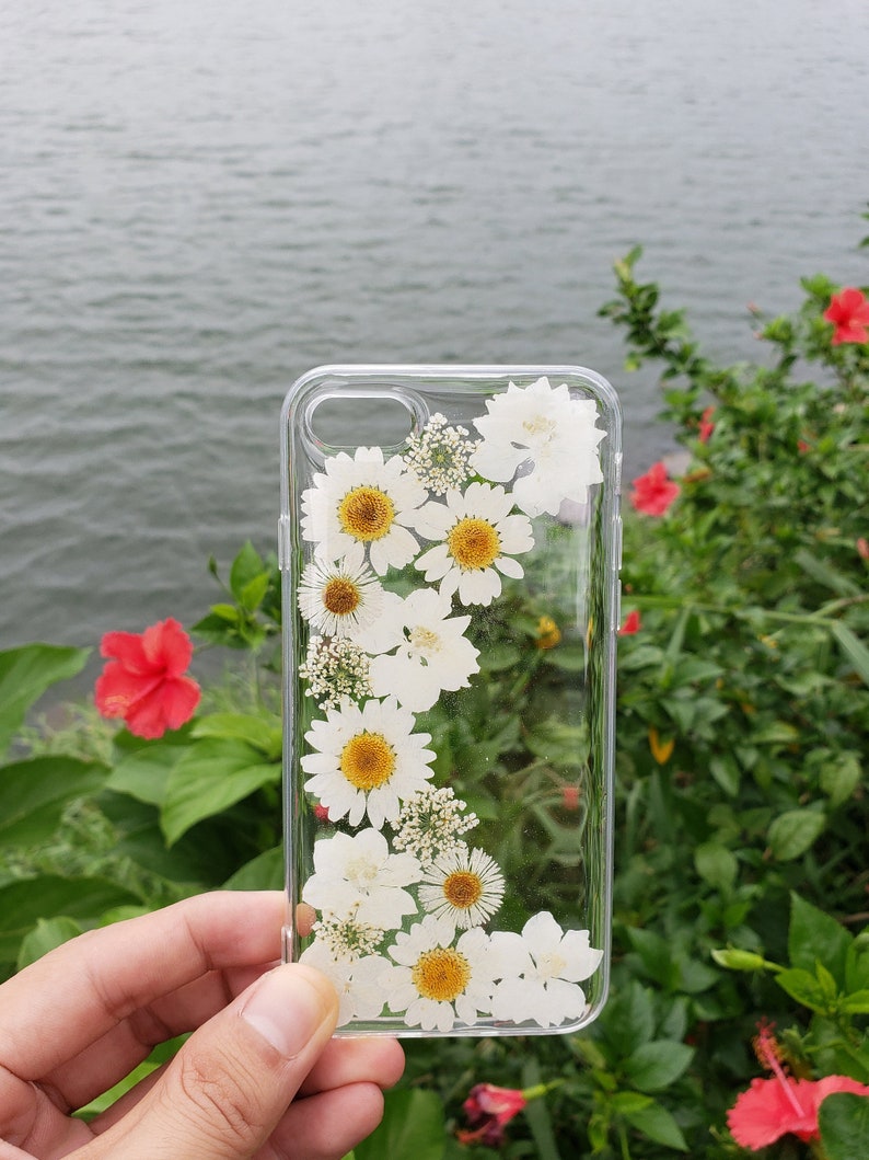 Handmade real dried pressed flower phone case iphone se 7 8 Etsy