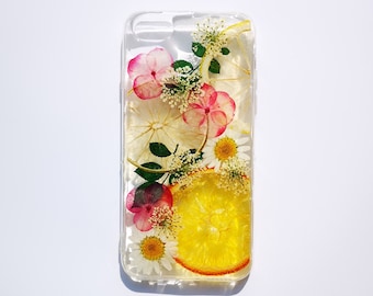 Pressed flower orange lemon floral phone case, dried flower lg g7 g8 g6 v30 v40 lv50 v60 phone case, lg stylo 4 5 6 phone case