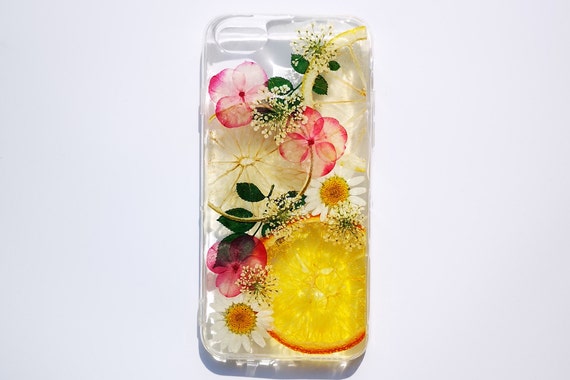 Pressed Flower Orange Lemon Clear Phone Case Samsung Galaxy Etsy