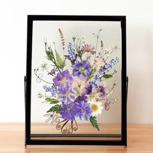 Pressed flower frame, real dried flower frame, pressed flower art, botanical art, pressed plant frame, natural herbarium frame