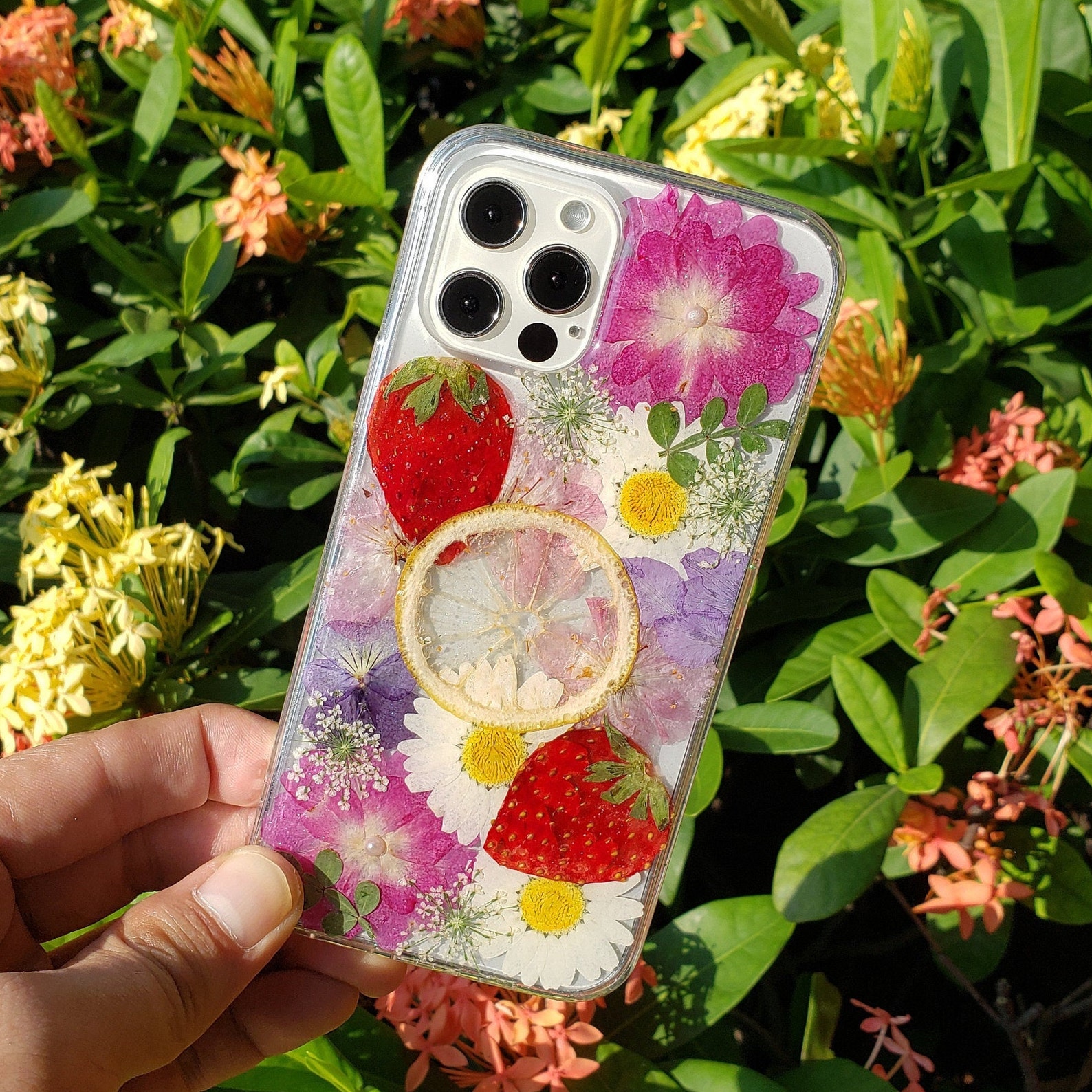 Handmade floral phone case pressed flower resin art dried Etsy