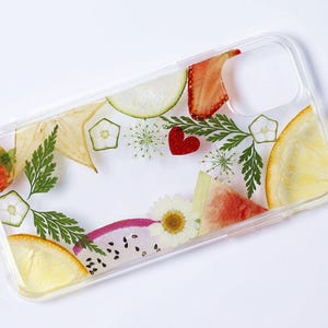 Pressed real dried flower fruit phone case, iPhone 16 pro max 15 14 plus 13 12 11 xr xs se case, samsung galaxy s20 s21 s22 s23 s24 s25 case image 2