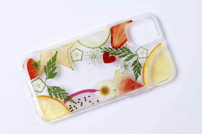 Pressed real dried flower fruit phone case, iPhone 16 pro max 15 14 plus 13 12 11 xr xs se case, samsung galaxy s20 s21 s22 s23 s24 s25 case image 2