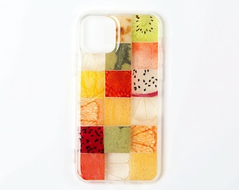 Pressed flower dried fruit collage phone case, iphone 15 14 13 12 11 pro max se x xr xs 7 8 plus case, samsung galaxy s23 s22 s21 s20 case