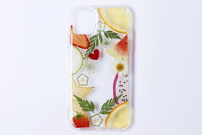 Pressed real dried flower fruit phone case, iPhone 16 pro max 15 14 plus 13 12 11 xr xs se case, samsung galaxy s20 s21 s22 s23 s24 s25 case image 1
