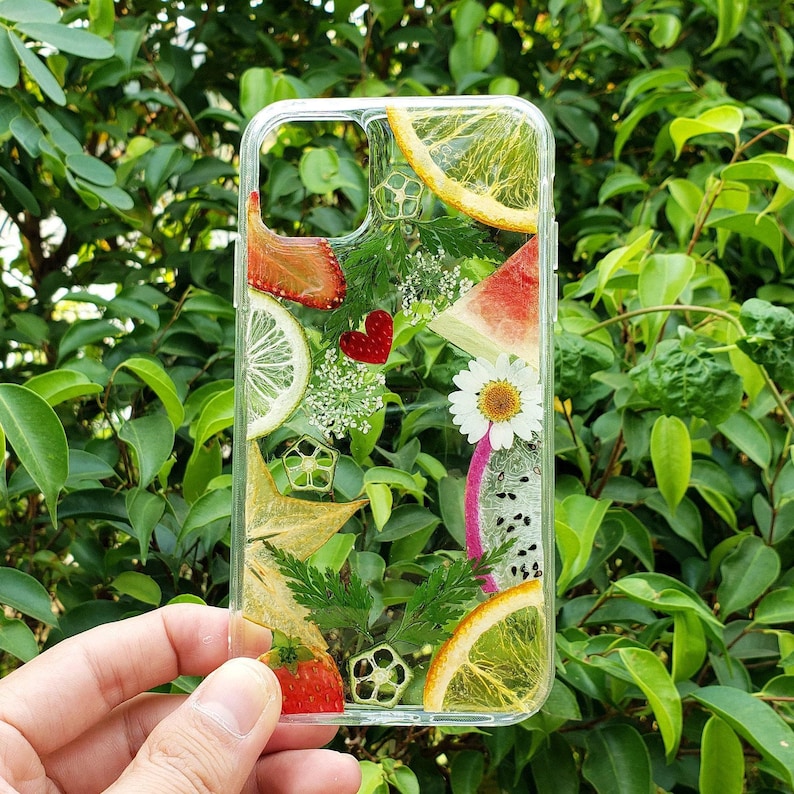 Pressed real dried flower fruit phone case, iPhone 16 pro max 15 14 plus 13 12 11 xr xs se case, samsung galaxy s20 s21 s22 s23 s24 s25 case image 5