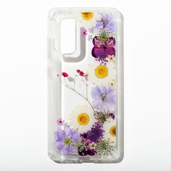Funda para teléfono con flores prensadas reales, compatible con iPhone 15, 14, 13, 12 mini, 11 Pro Max, XR, XS, X, SE, 8 Plus y Samsung Galaxy S24, S23, S22, S21, S20 FE Ultra.