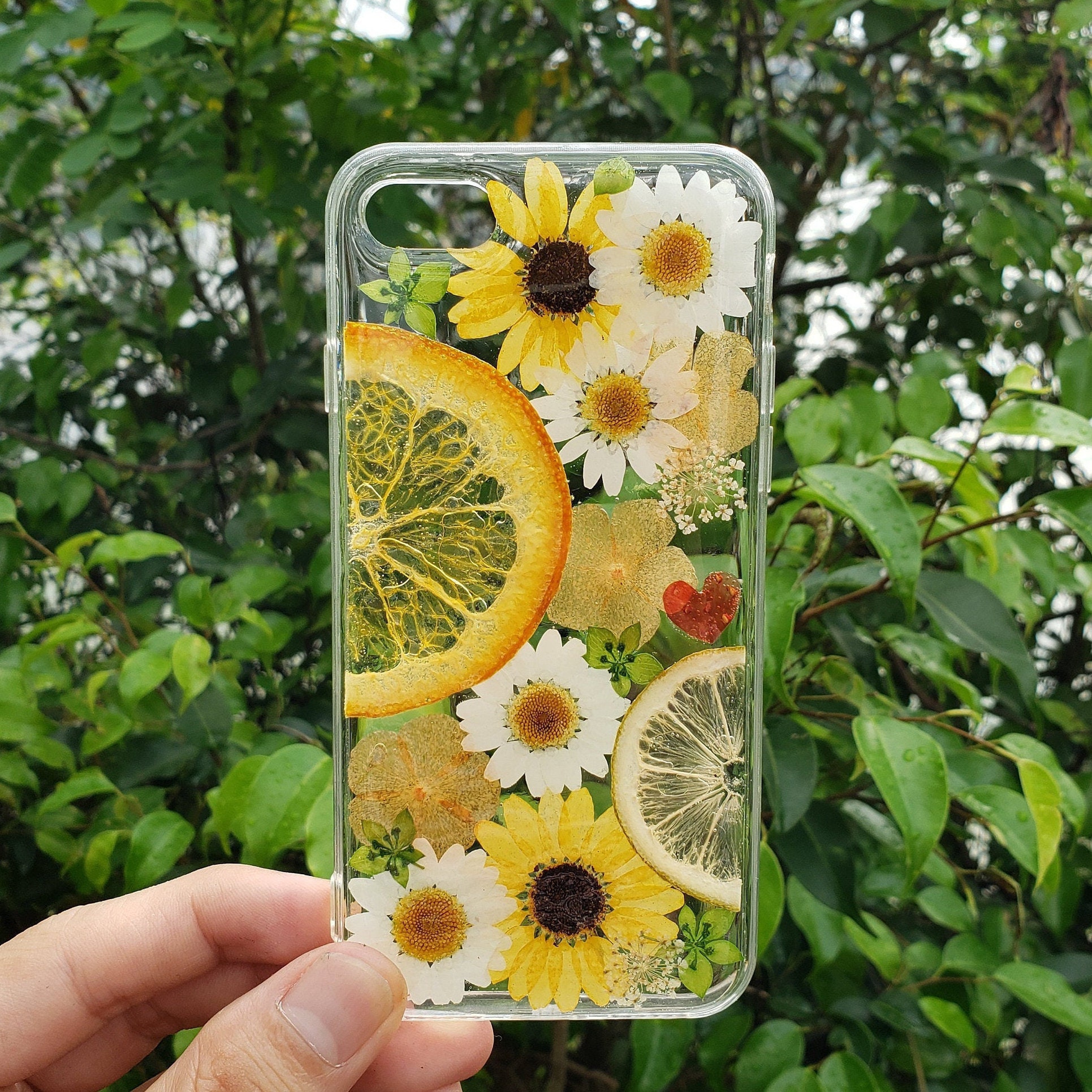 Pressed Flower Orange Lemon Clear Phone Case Lg G7 Thinq Case - Etsy