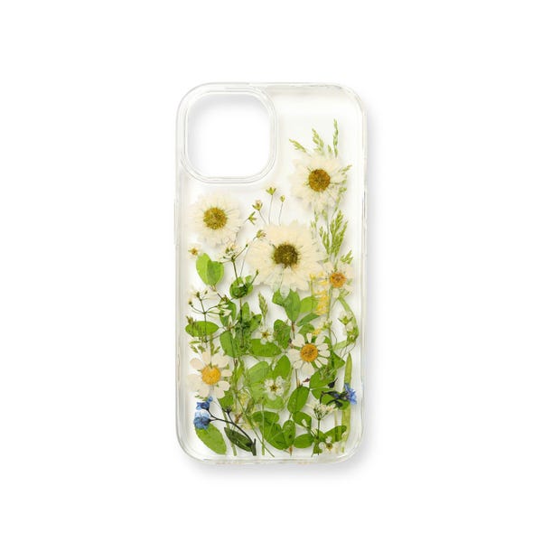Funda para teléfono con flores prensadas hechas a mano: Diseño floral auténtico