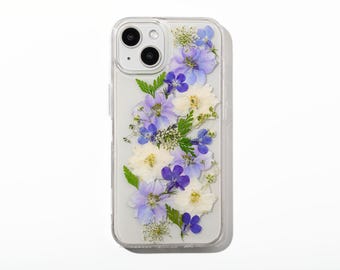 Handmade dried pressed flower phone case, iphone 16 pro max 15 plus 14 13 12 11 se xr xs x case, samsung galaxy s25 s24 s23 s22 s21 s20 case