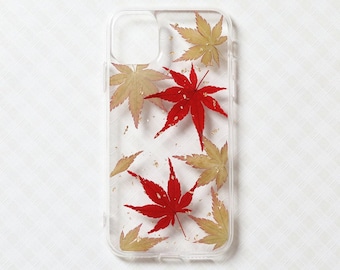 Maple Leaf Pressed Flower Phone Case: Real Floral Design