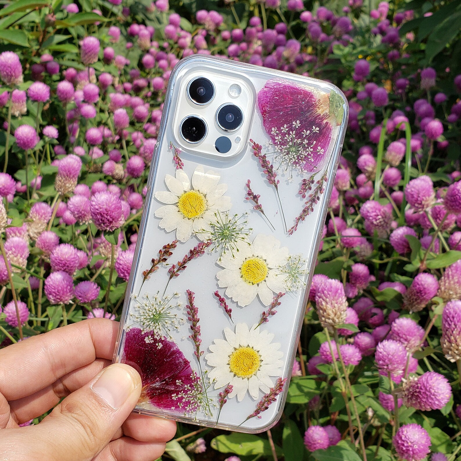 Handmade real dried pressed flower phone case iphone se 7 8 Etsy