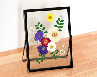 Pressed flower frame, dried flower frame, glass floating frame, pressed flower art, pressed plant frame, herbarium frame, home decor