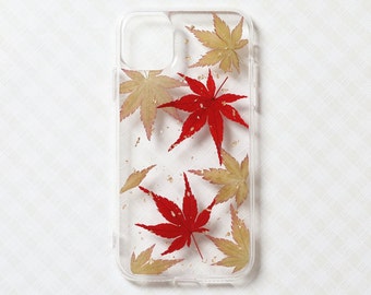 Maple leaf pressed flower phone case, iphone se x xr xs 11 12 13 14 15 pro max 7 8 plus case, samsung galaxy a33 a53 s23 s22 s21 s20 case