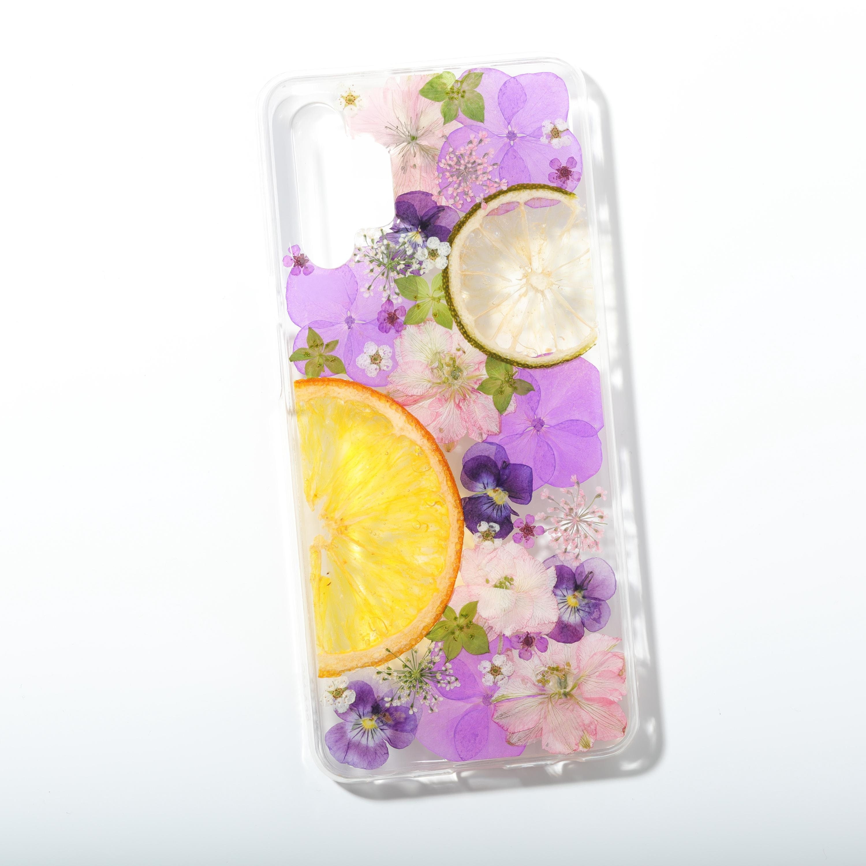 Handmade pressed flower furit phone case, iphone 16 pro max 15 plus 14 13 12 11 se xr xs case, samsung galaxy s21 fe s22 s23 s24 s25 case