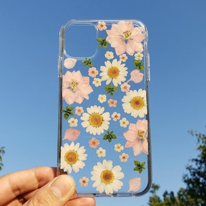 Pressed flower phone case, iphone 15 14 13 12 11 pro max xr xs x se 8 plus case, samsung s24 s23 s22 s21 s20 fe case, google pixel 7 8 case