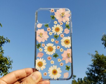 Pressed flower phone case, iphone 15 14 13 12 11 pro max xr xs x se 8 plus case, samsung s24 s23 s22 s21 s20 fe case, google pixel 7 8 case