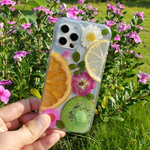 Pressed Real Dried Flower Fruit Phone Case Iphone 14 Pro Max Etsy