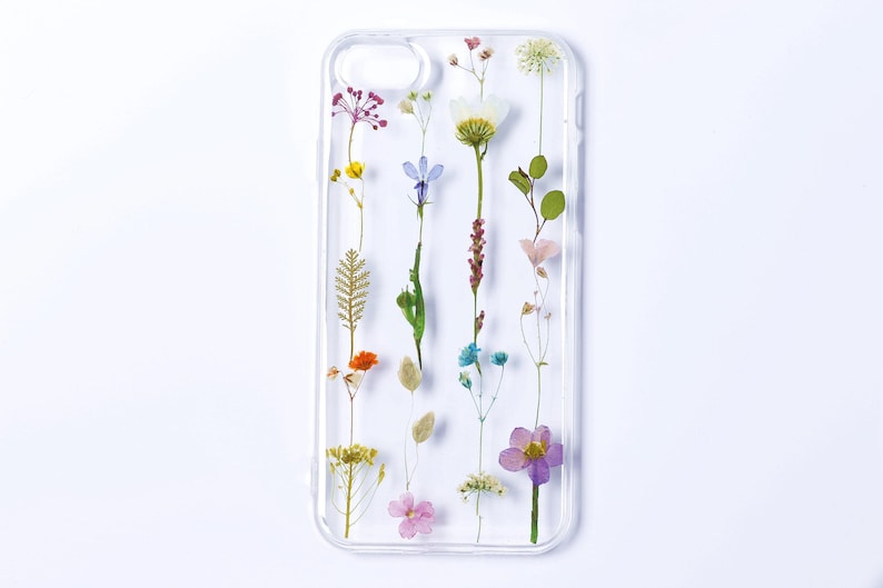 Handmade dried pressed flower phone case, iPhone se xr xs 11 12 13 14 15 16 pro max case, samsung galaxy s20 s21 s22 s23 s24 s25 ultra case image 1