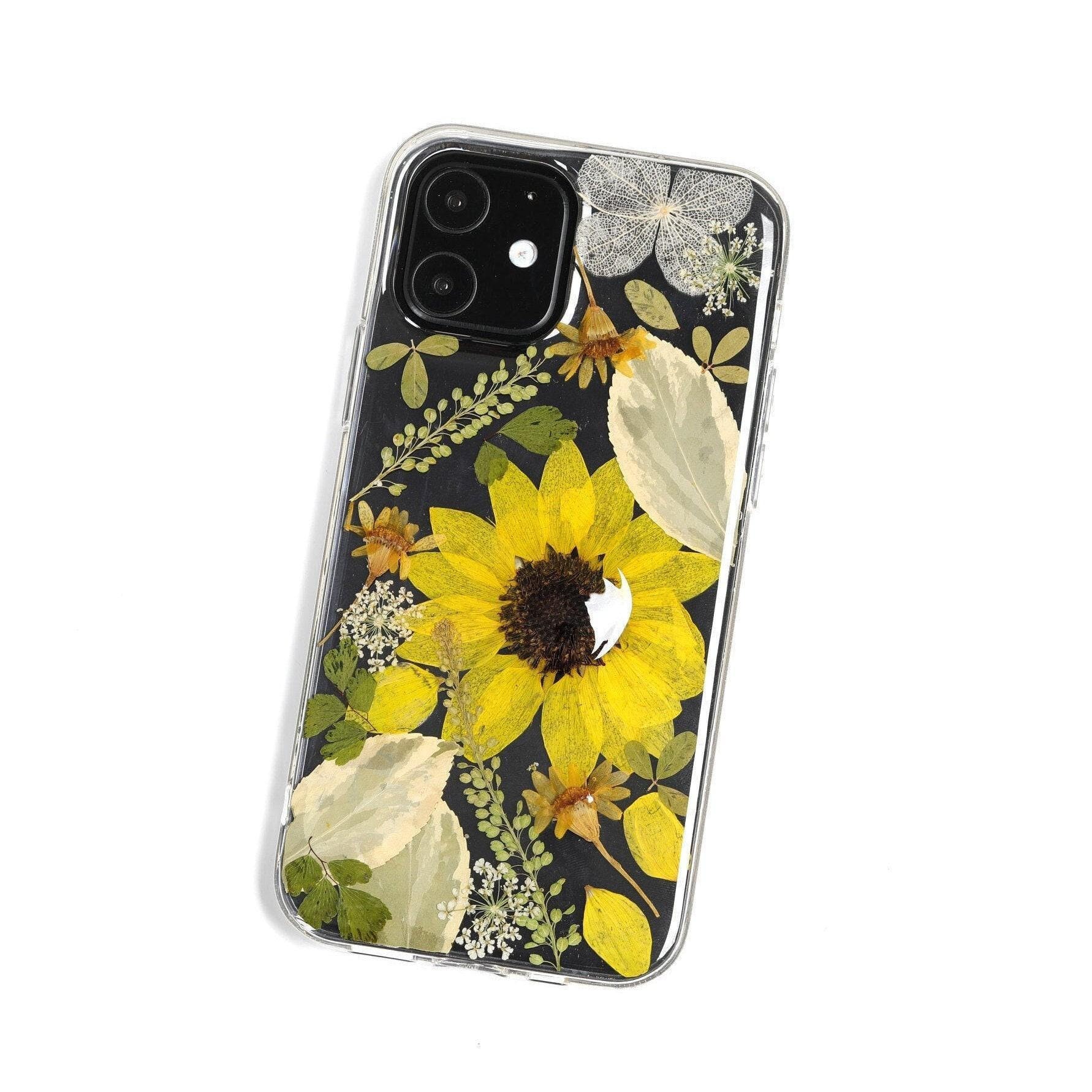 Pressed Flower Sunflower Phone Case, iPhone Se 7 8 Plus X Xr