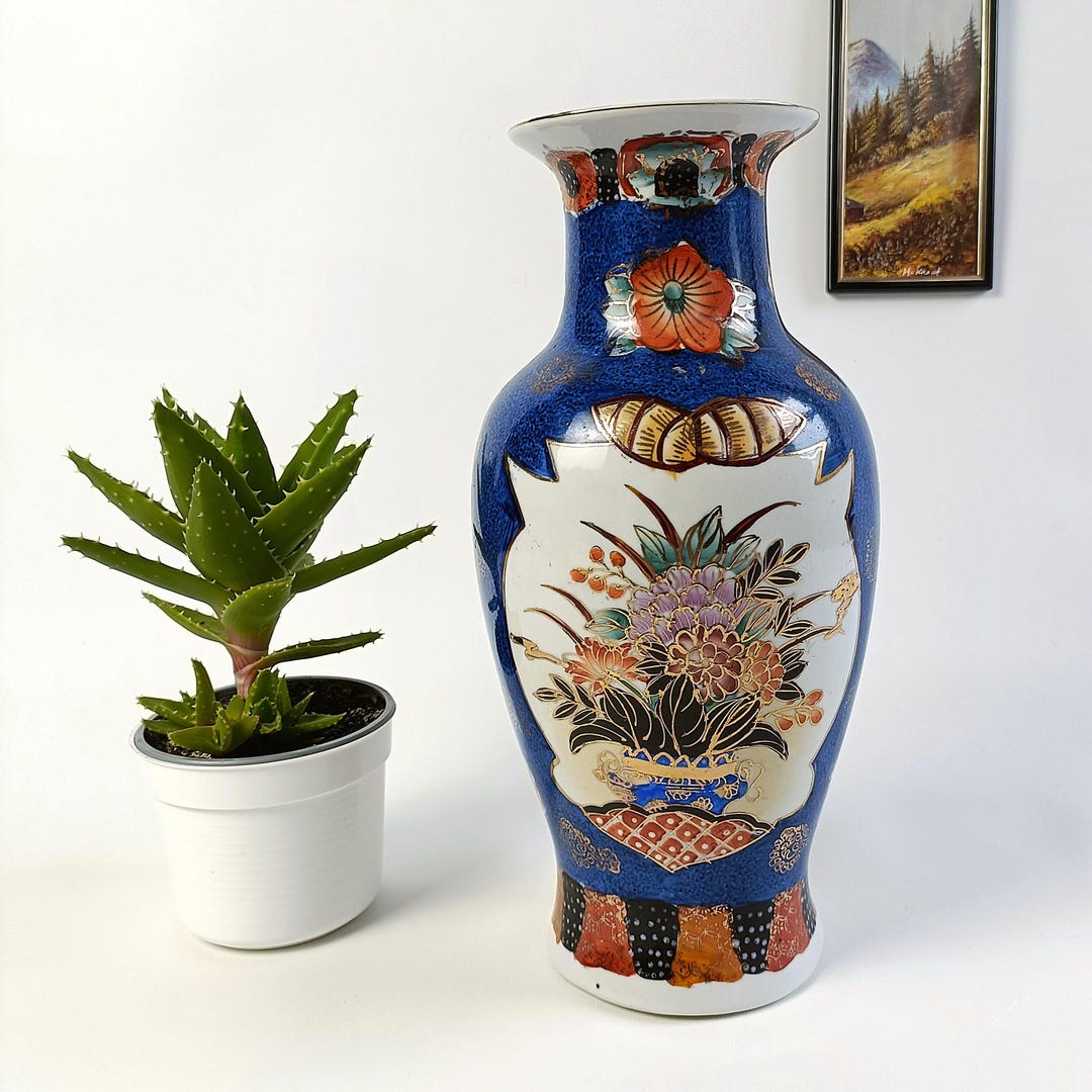 Vintage Chinese Porcelain Vase | Mid Century Asian Decor | Hand Painted ...