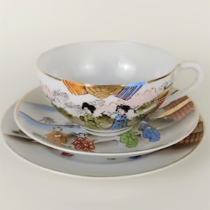 Japanese Vintage Tea Set Geisha Hand Painted