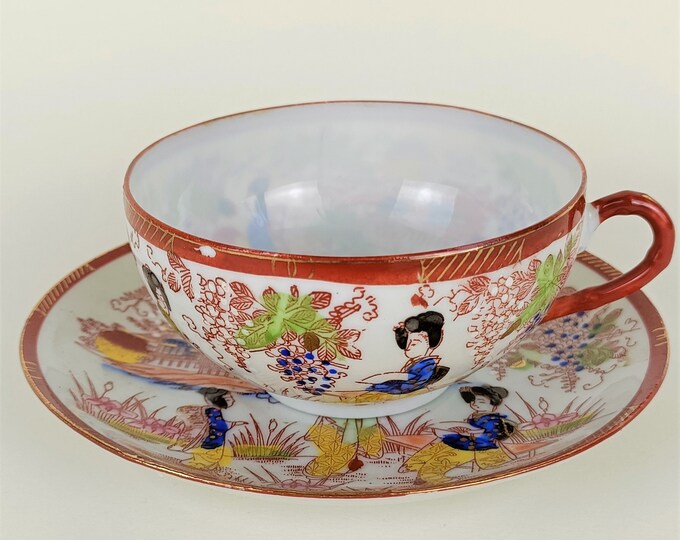 Japanese Vintage Tea Set Geisha Hand Painted Etsy