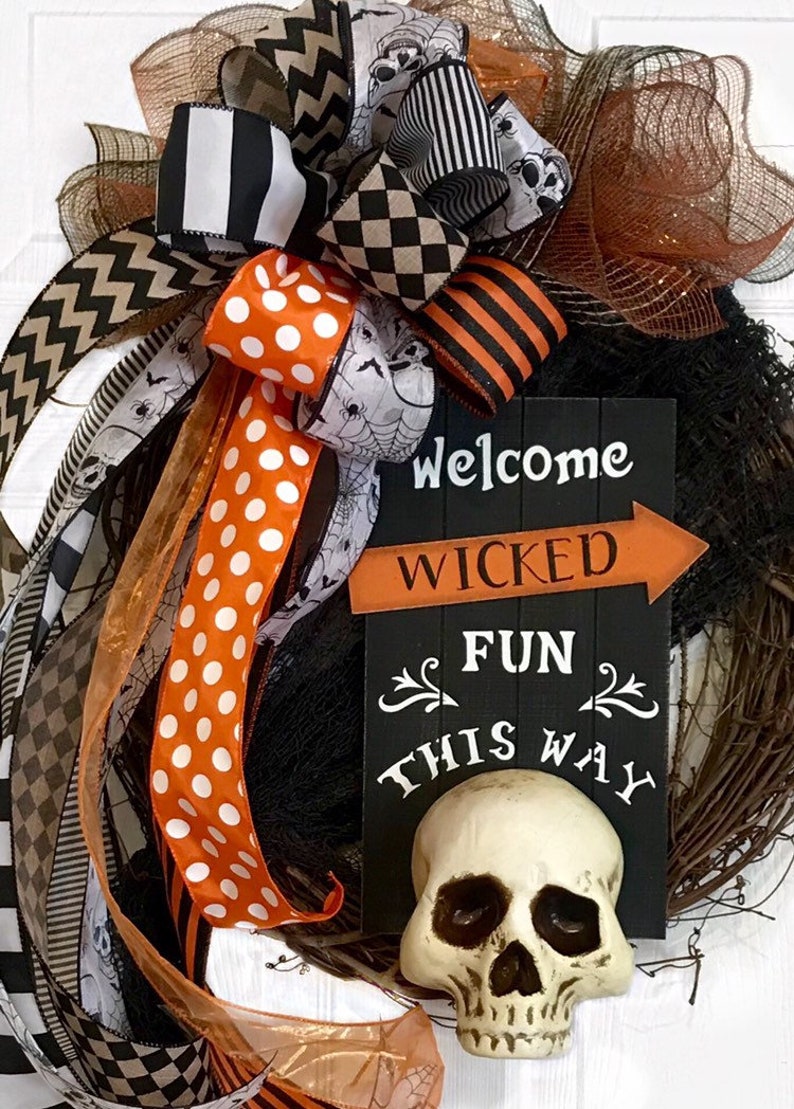 Skull Wreath Skeleton Wreath Skeleton Welcome Skull Wreath Halloween Wreath