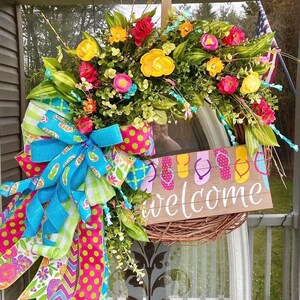 Spring Summer Wreath Welcome Flip-Flop Wreath