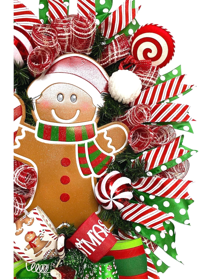 Gingerbread Man Christmas Wreath, Candy Holiday Decor - Etsy